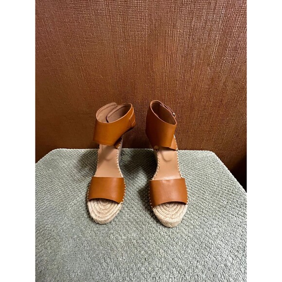 Joie Nude Tan Leather Wedge Strappy Sandals Heels Size US 7.5 - Picture 1 of 4